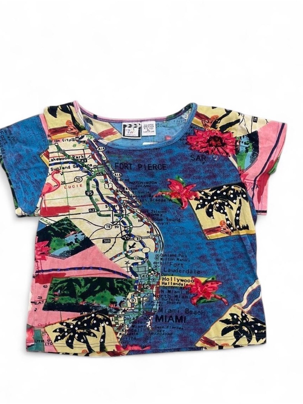 2000s Y2K Deadstock Miami Map Graphic Cotton Shirt